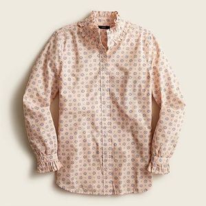J. Crew Button Up ruffleneck shirt